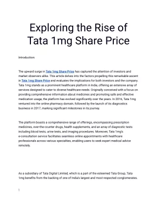 exploring the rise of tata 1mg share price