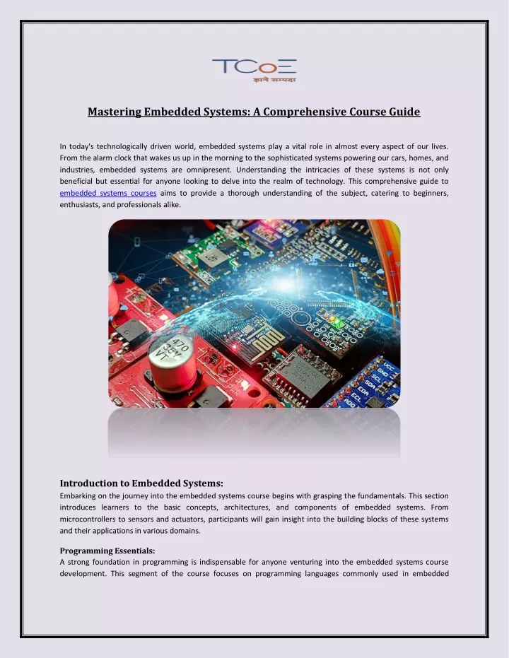 mastering embedded systems a comprehensive course