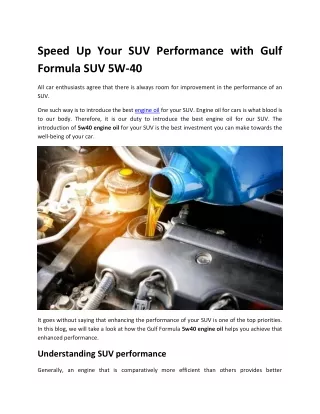 Speed Up Your SUV Performance with Gulf Formula SUV 5W-40