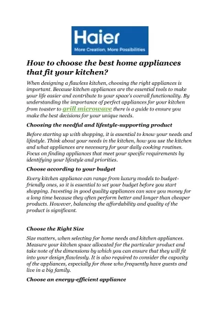 How to choose the best home appliances that fit your kitchen