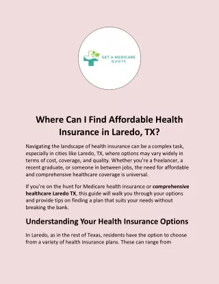 Where Can I Find Affordable Health Insurance in Laredo, TX?