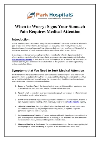 When to Worry: Signs Your Stomach Pain Requires Medical Attention