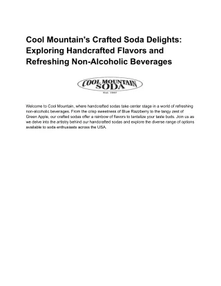 Cool Mountain's Crafted Soda Delights_ Exploring Handcrafted Flavors and Refreshing Non-Alcoholic Beverages
