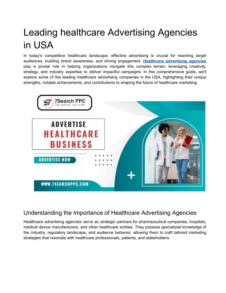 leading healthcare advertising agencies in usa