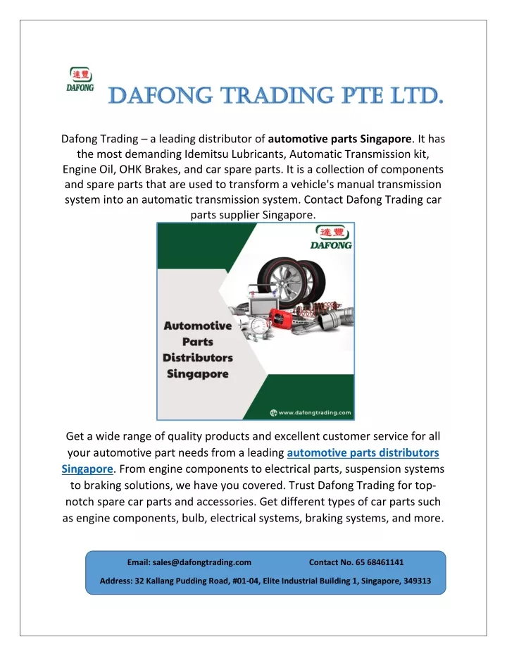 dafong trading a leading distributor