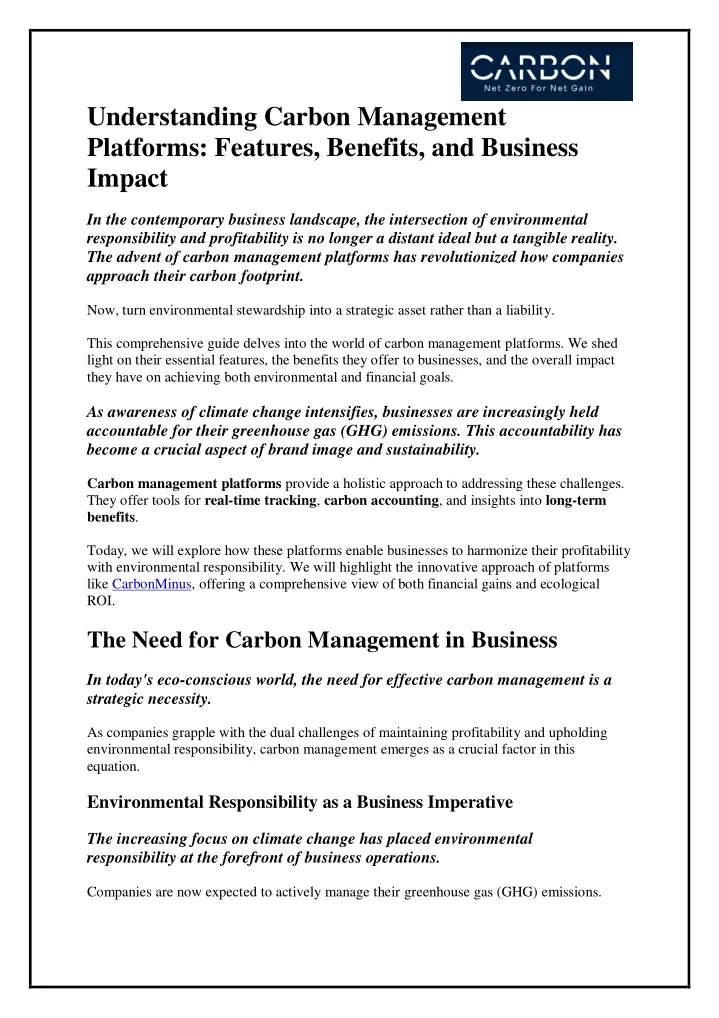 understanding carbon management platforms