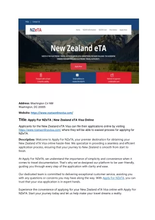 Apply For NZeTA | New Zealand eTA Visa Online