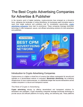 The Best Crypto Advertising Companies for Advertise & Publisher