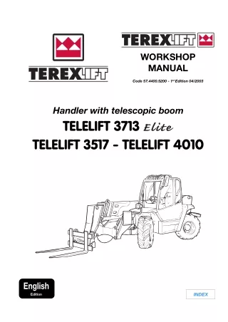 Terex Telelift 3713 Elite, Telelift 3517, Telelift 4010 Telescopic handler Service Repair Manual