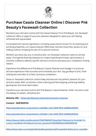 Purchase Cassia Cleanser Online  Discover Pnk Beauty's Facewash Collection