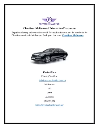 Chauffeur Melbourne | Privatechauffer.com.au