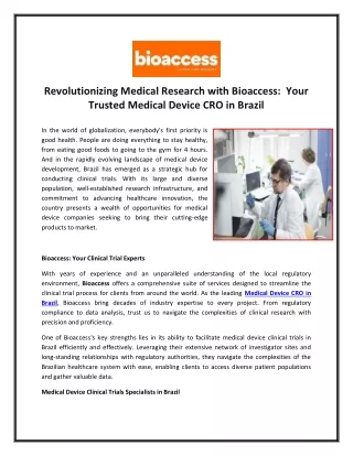 Bioaccess: Your Clinical Trial Experts