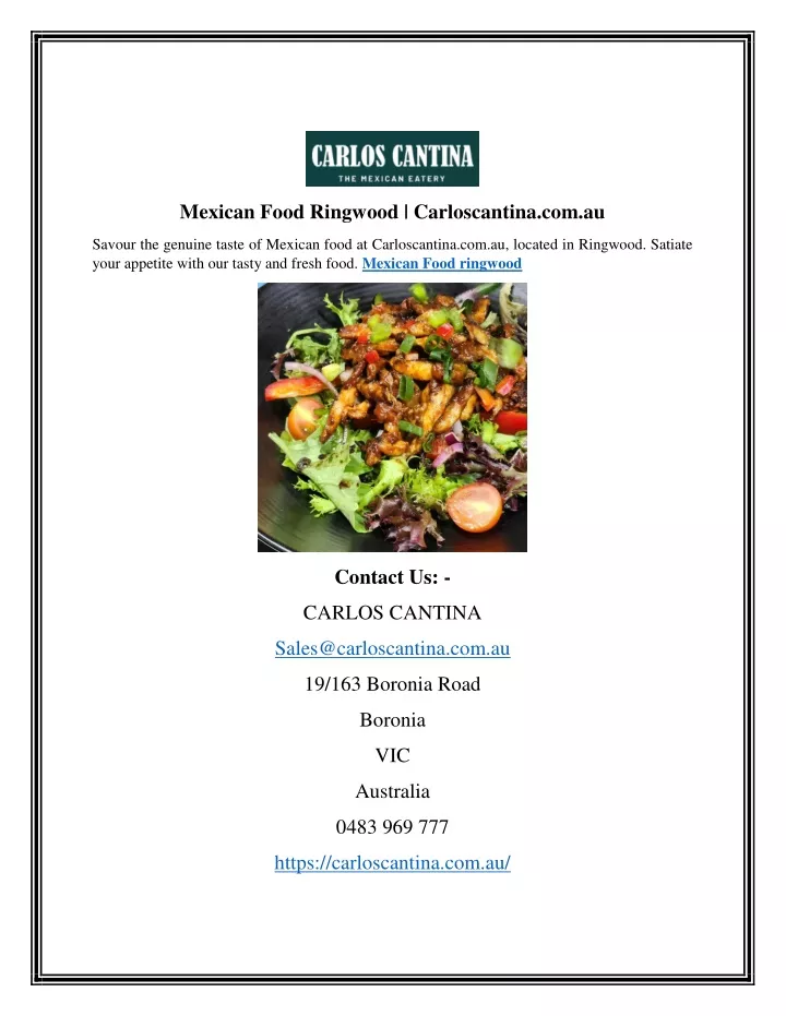 mexican food ringwood carloscantina com au