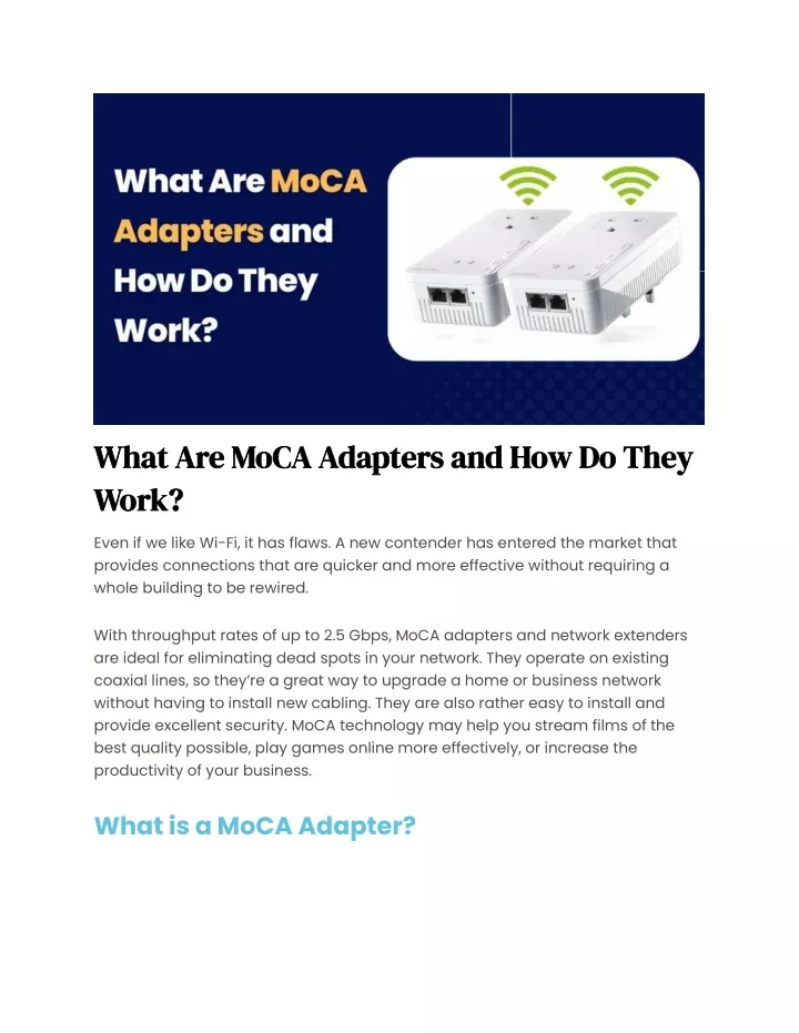 what are moca adapters and how do they what