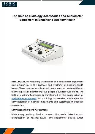 The Role of Audiology Accessories and Audiometer Equipment in Enhancing Auditory Health