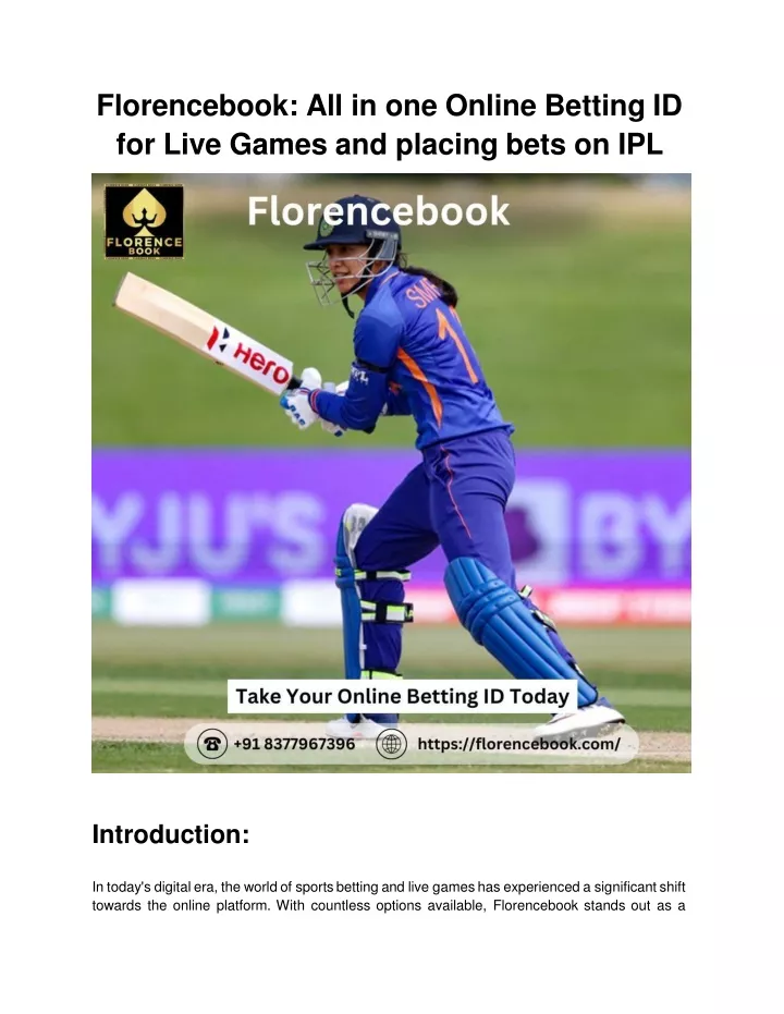 florencebook all in one online betting id for live games and placing bets on ipl