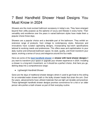 Discover 7 Must-Know Handheld Shower Head Designs of 2024: Kohler Campaign