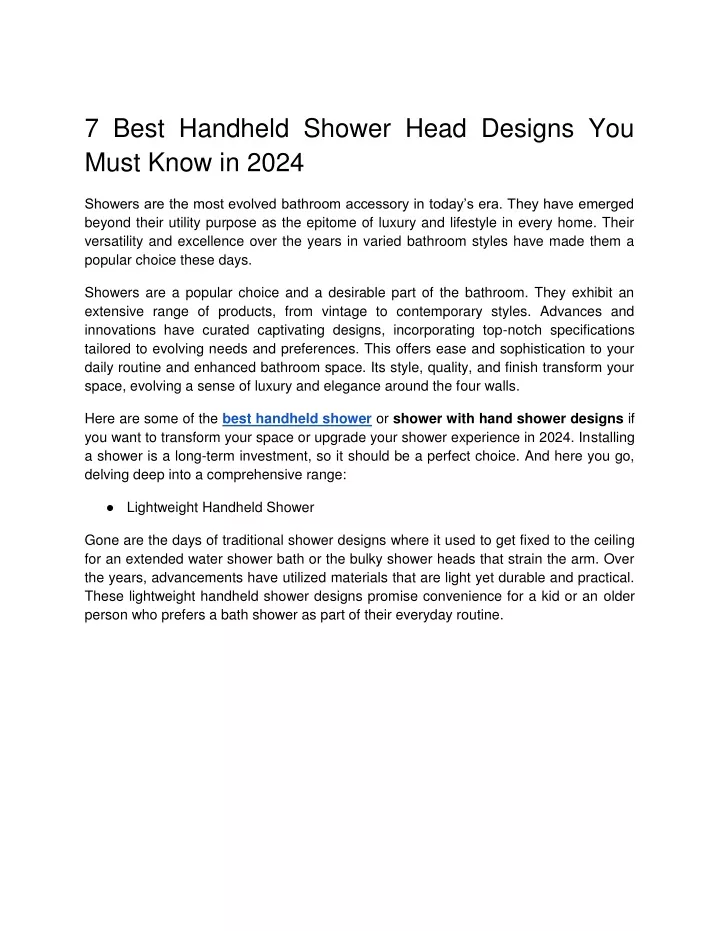 7 best handheld shower head designs you must know