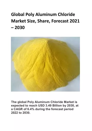 Global Poly Aluminum Chloride Market