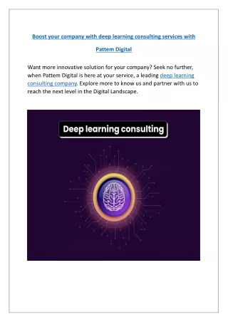 Reach a height of success with our deep learning consulting service