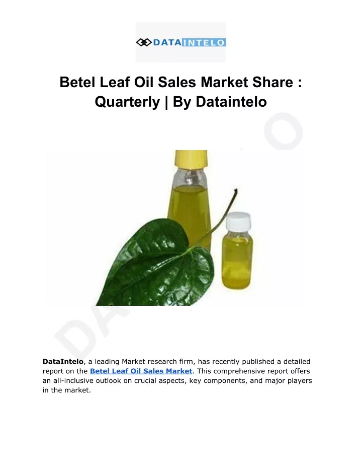 betel leaf oil sales market share quarterly