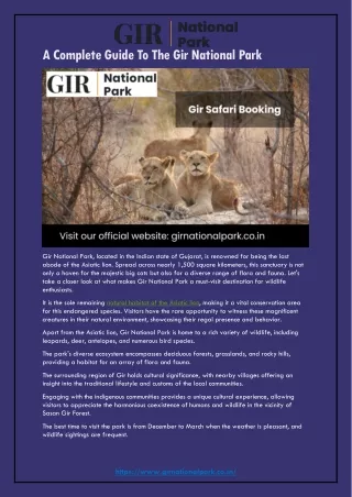 A Complete Guide To The Gir National Park