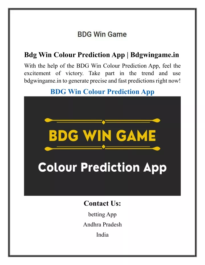 bdg win colour prediction app bdgwingame in