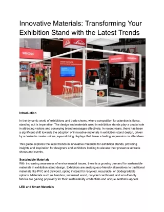 Innovative Materials: Transforming Your Exhibition Stand with the Latest Trends