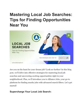 Mastering Local Job Searches