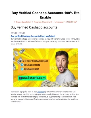 Buy Verified Cashapp Accounts-100% Btc Enable