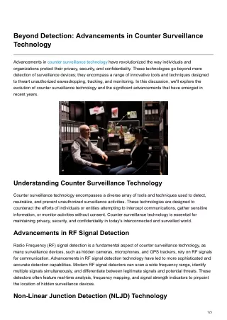 Beyond Detection Advancements in Counter Surveillance Technology