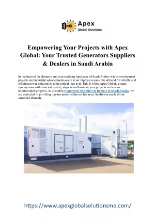 Power Up Your Needs: Generators Suppliers & Dealers in Saudi Arabia