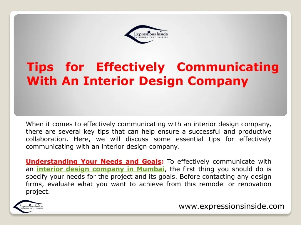 PPT - Tips for Effectively Communicating With An Interior Design ...
