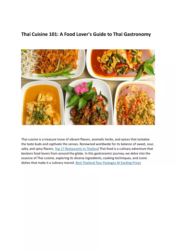 thai cuisine 101 a food lover s guide to thai