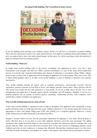 Decoding Profile Building The Crucial Role in Study Abroad.docx