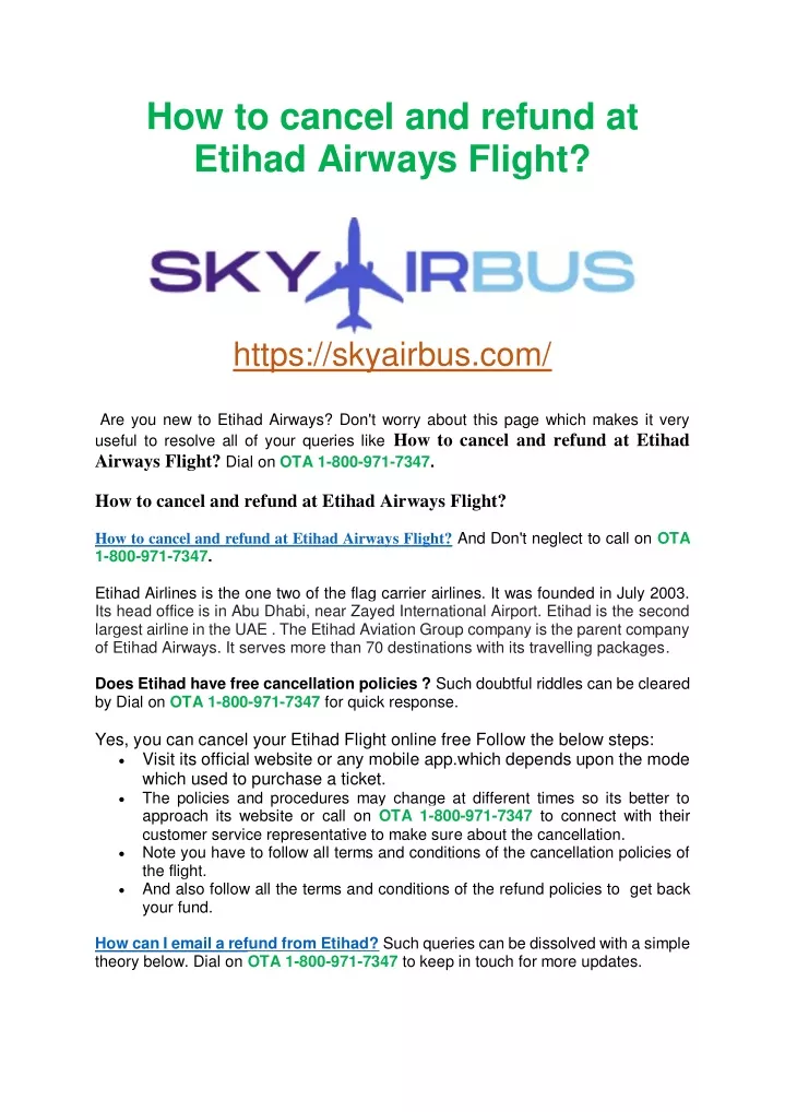 how to cancel and refund at etihad airways flight