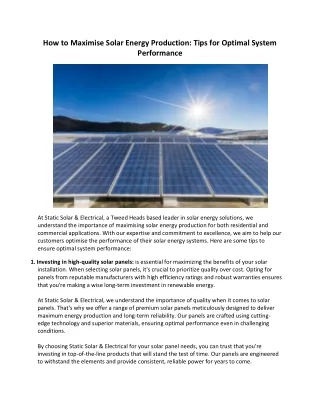 How to Maximise Solar Energy Production: Tips for Optimal System Performance