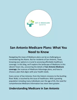 San Antonio Medicare Plans: What You Need to Know