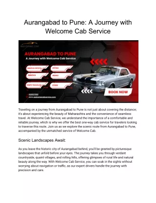 Aurangabad to Pune_ A Journey with Welcome Cab Service
