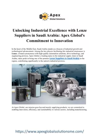 Your Go-To Lenze Suppliers in Saudi Arabia: Top-Quality Solutions Await!