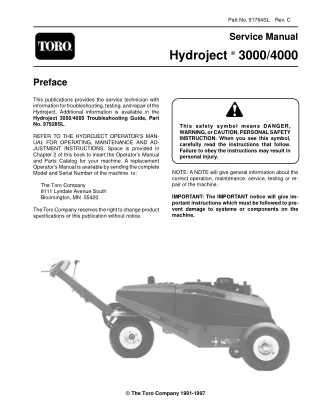 Toro Hydroject 4000 Service Repair Manual