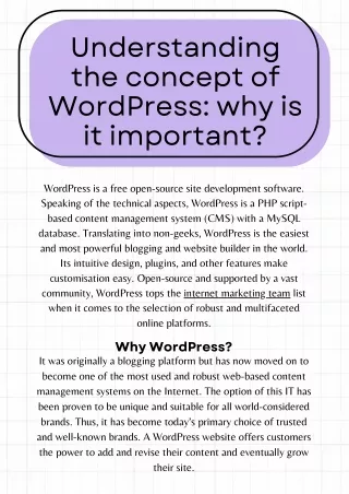 Understanding the concept of WordPress: why is it important?