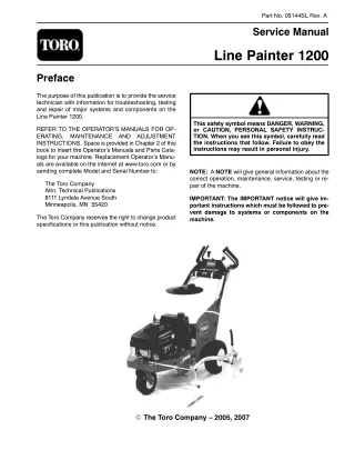 Toro Line Painter 1200 Service Repair Manual