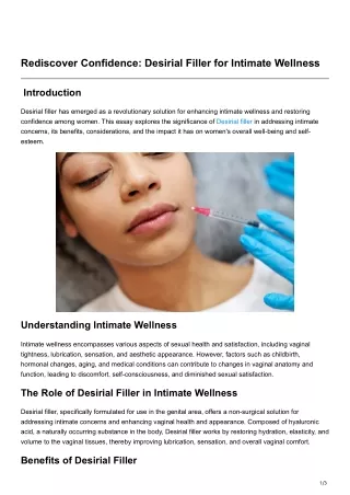 Rediscover Confidence Desirial Filler for Intimate Wellness