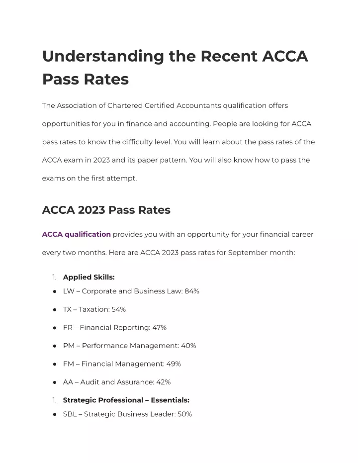 understanding the recent acca pass rates