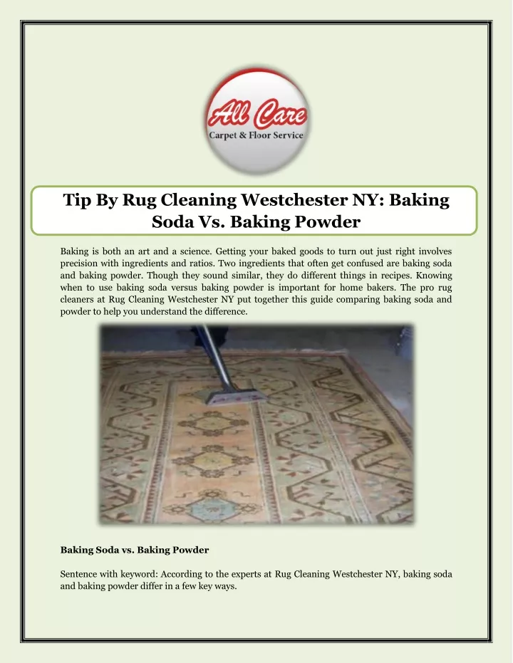 PPT Tip By Rug Cleaning Westchester NY Baking Soda Vs. Baking Powder