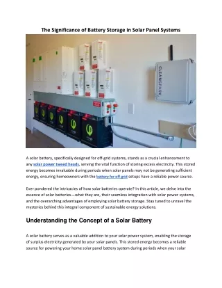 The Significance of Battery Storage in Solar Panel Systems