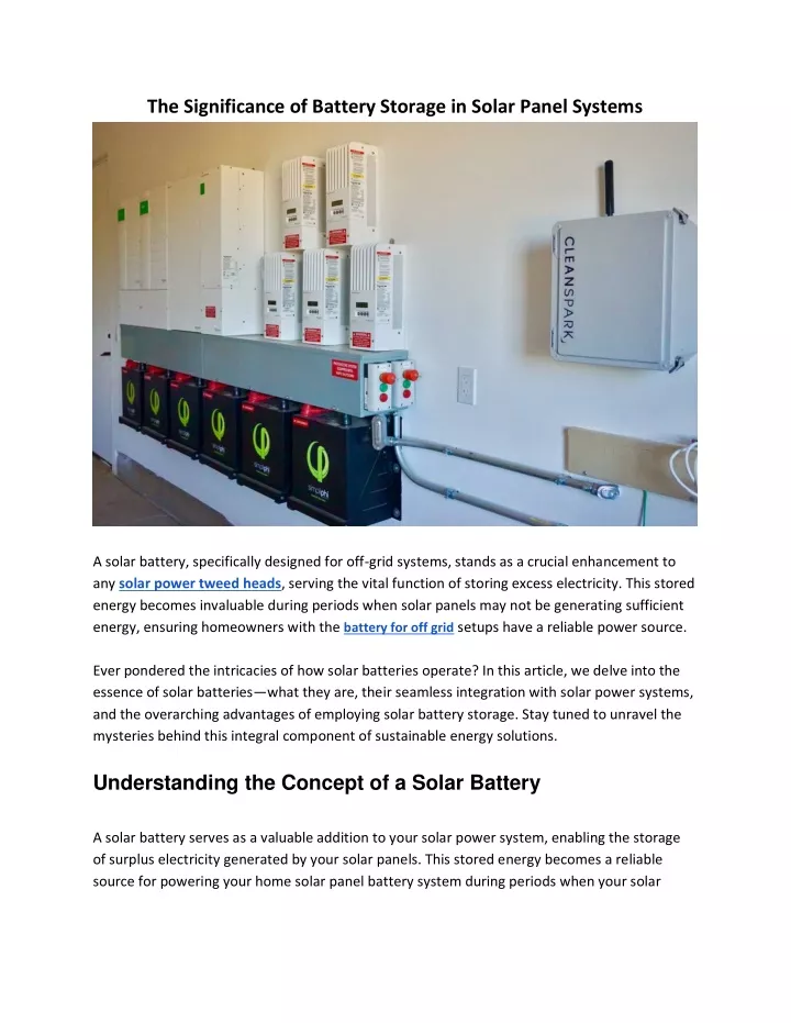 the significance of battery storage in solar