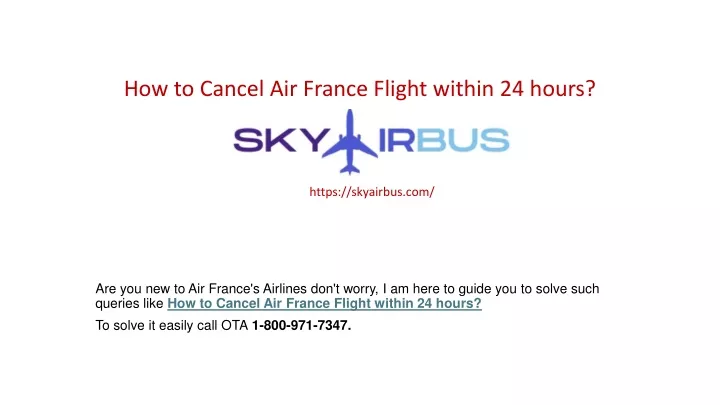 how to cancel air france flight within 24 hours