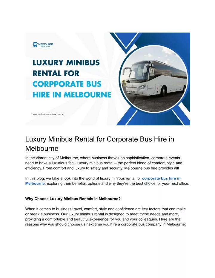 luxury minibus rental for corporate bus hire